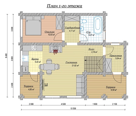 Дом из бревна ручной рубки 113 м2, Проект №ВЗ-140-РР - 2