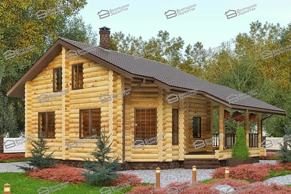 Дом из бревна ручной рубки 110м2, Проект №ВЗ-109-РР - 1