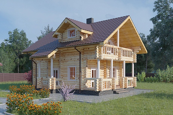 Дом из бревна ручной рубки 120м2, Проект №ВЗ-108-РР