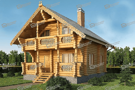 Дом из бревна ручной рубки 108м2, Проект №ВЗ-138-РР