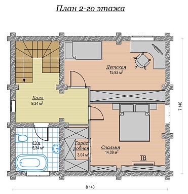 Дом из бревна ручной рубки 120м2, Проект №ВЗ-122-РР