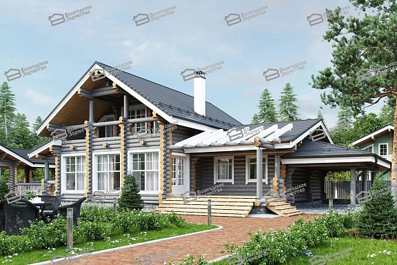 Дом из бревна ручной рубки 207м2, Проект №ВЗ-192-РР