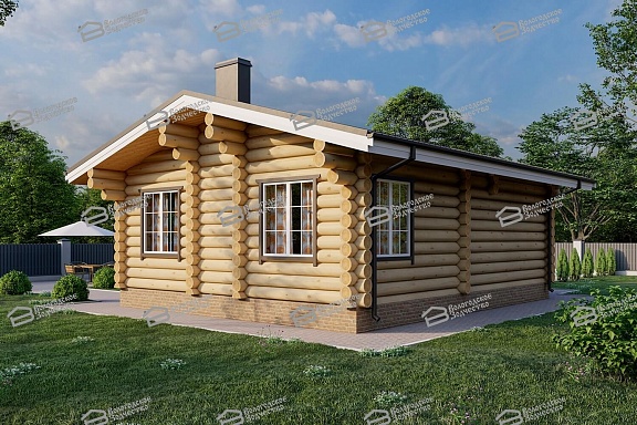 Дом из бревна ручной рубки 65м2, Проект №ВЗ-135-РР