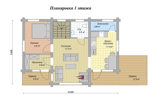 Дом из клееного бруса 120м2, Проект №ВЗ-375 - 2